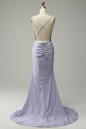 Sirena Lila Vestido de Fiesta Espalda Abierta